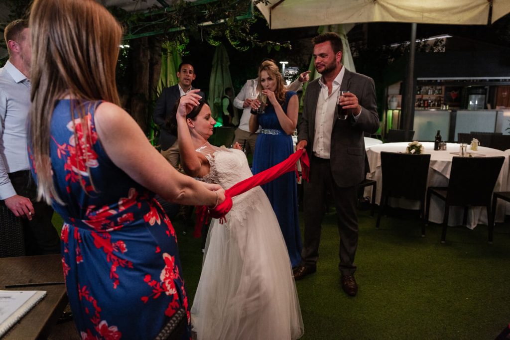 bride doing the limbo