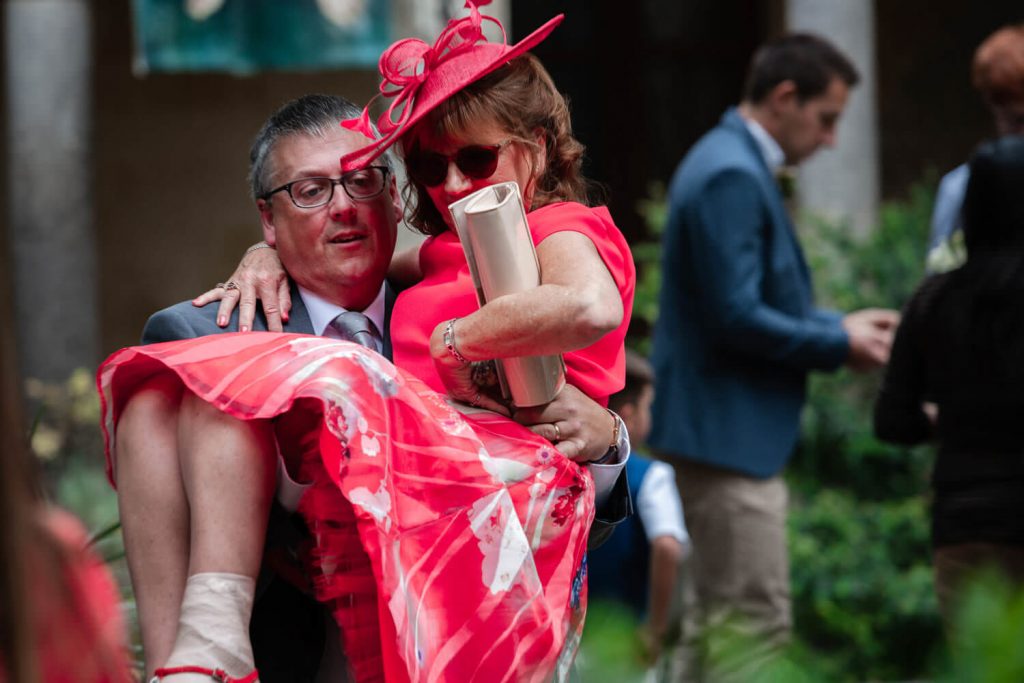 wedding guest carried out of venue