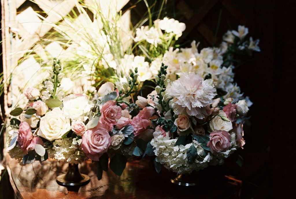 35mm film wedding detail of flowers