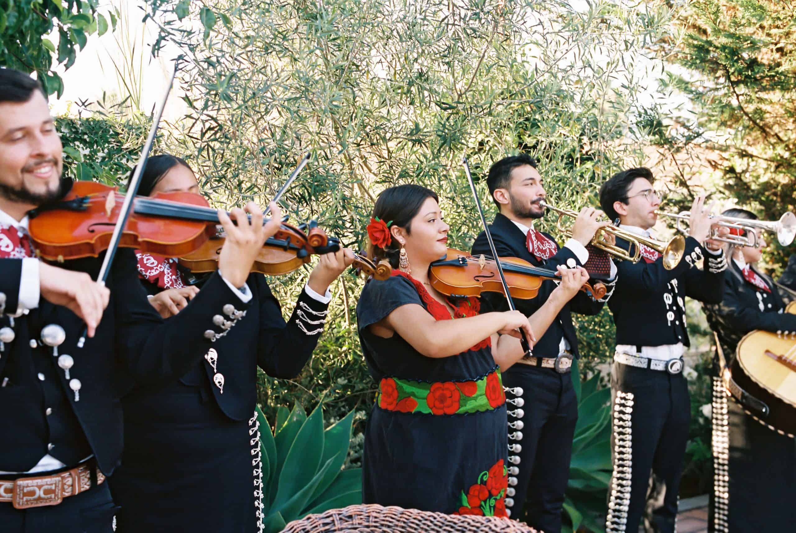 35mm wedding photo of mariachi band