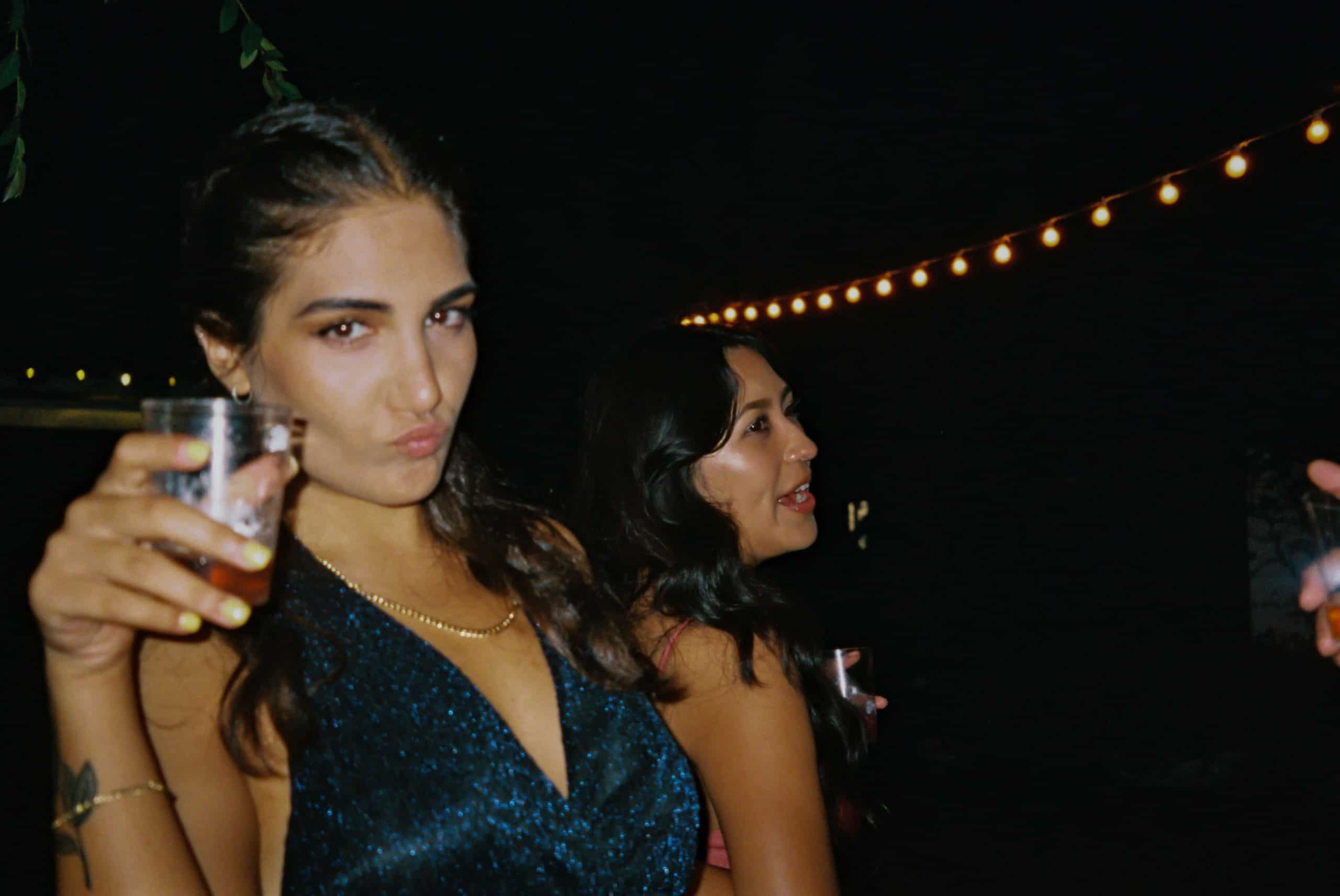 wedding guests on analogue film