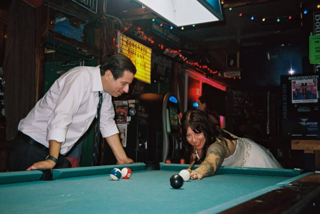 dive bar wedding 35mm