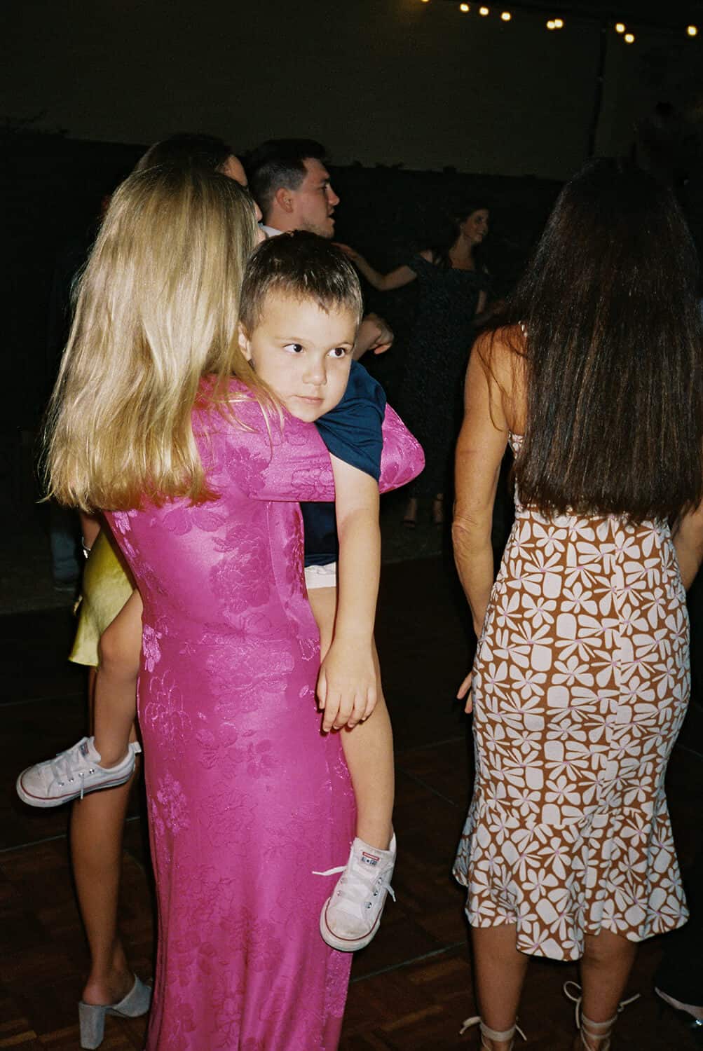 wedding guests on analogue film