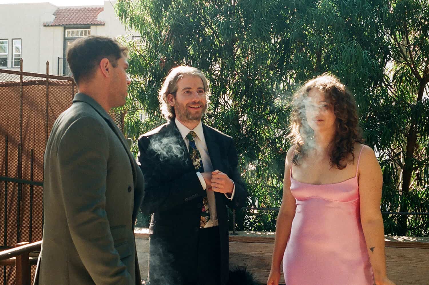 wedding guests smoking