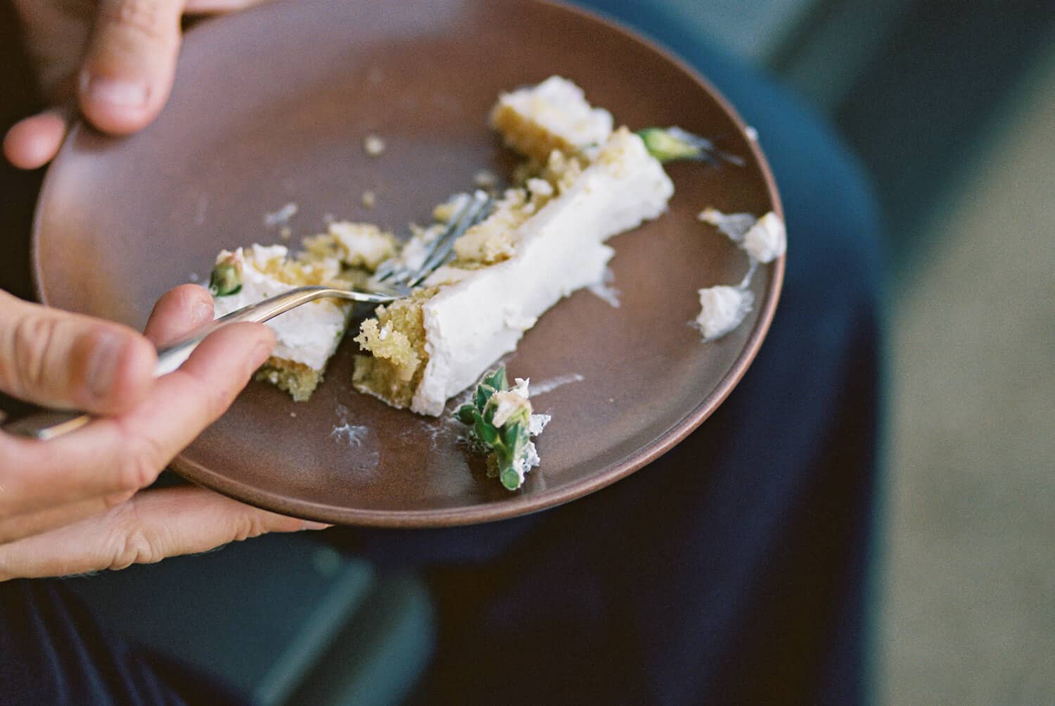 wedding cake half eaten on 35mm film