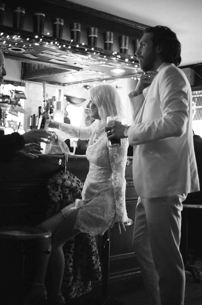 bride and groom in the toucan pub soho