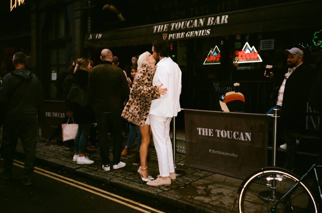 wedding photo in the toucan soho london on 35mm