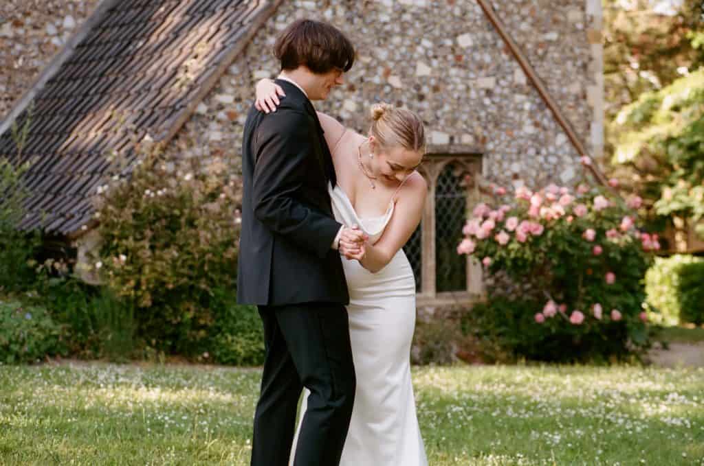 bride and groom dancing 35mm