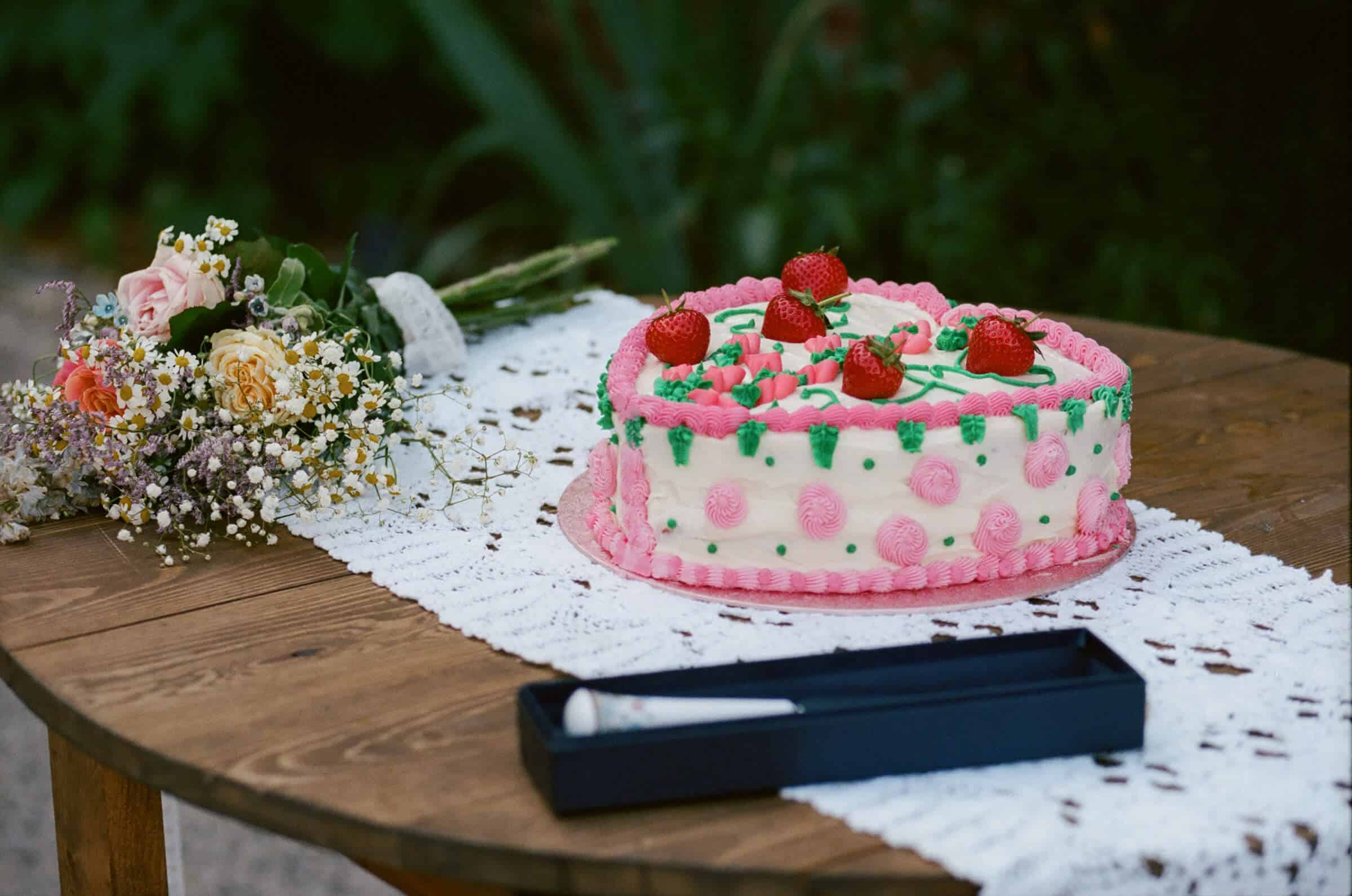 wedding cake on 35mm film