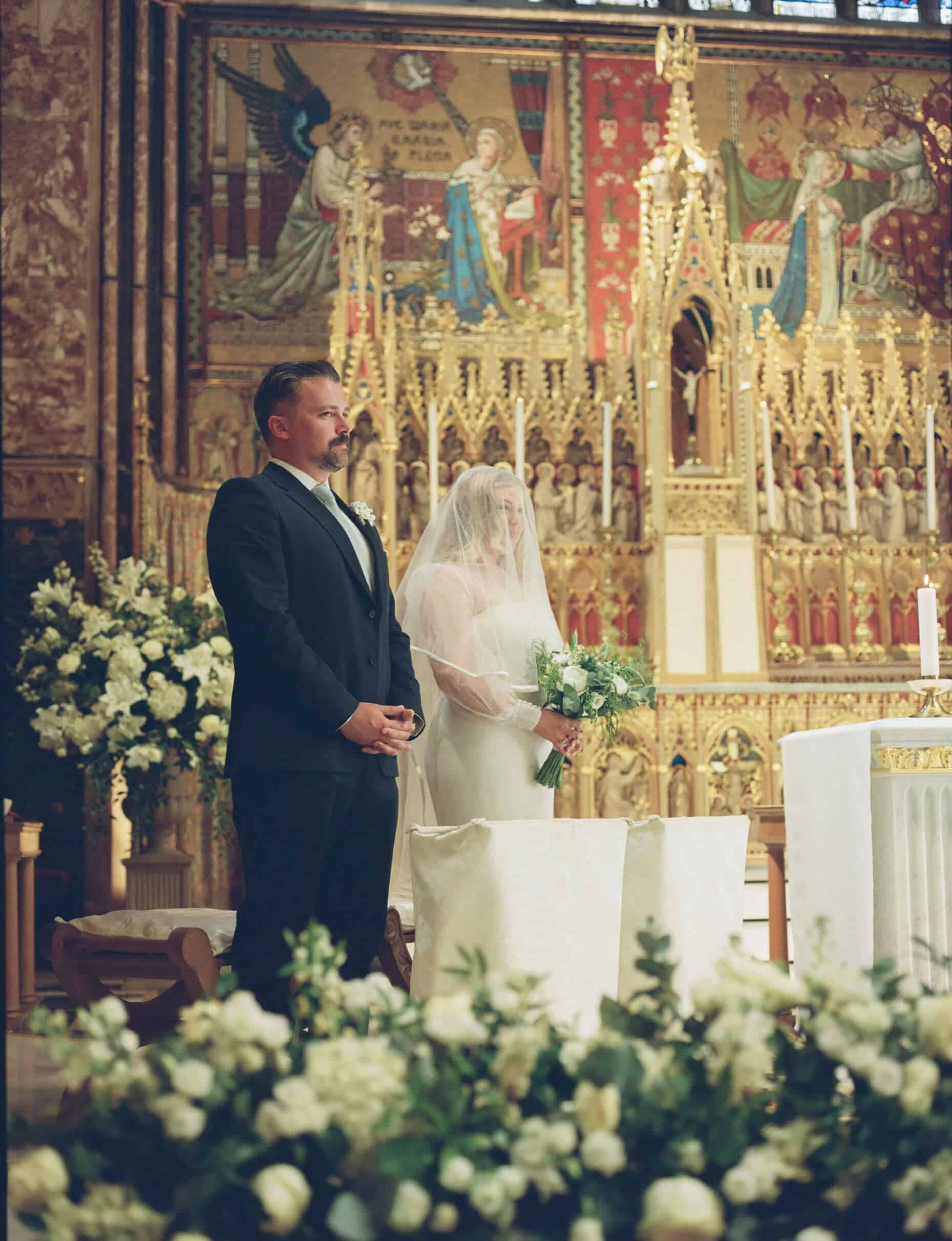 Intimate Mayfair church Wedding 35mm