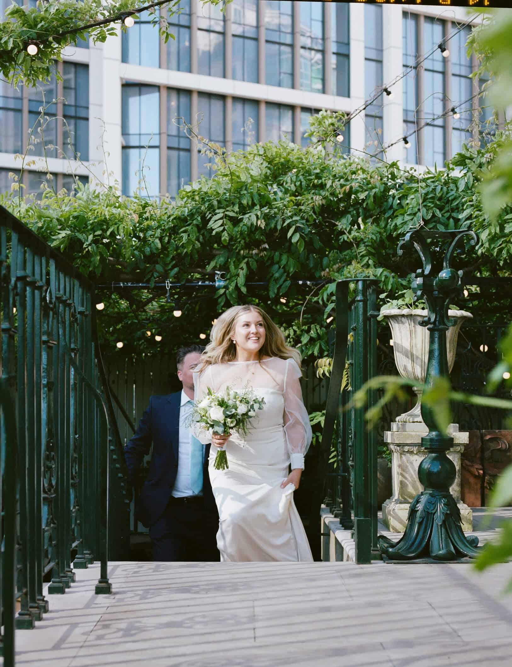 bride and groom enter brunswick house 35mm